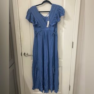 Baltic Born Blue Jennifer Deep V Maxi Dress - Size Small